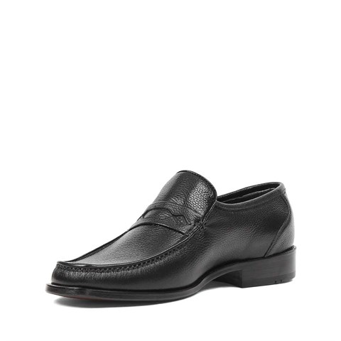 Erkek Siyah Kösele Taban Deri Loafer
