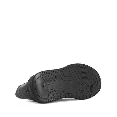 Erkek Siyah Kroko Bağcıklı Kalın Tabanlı Deri Sneaker