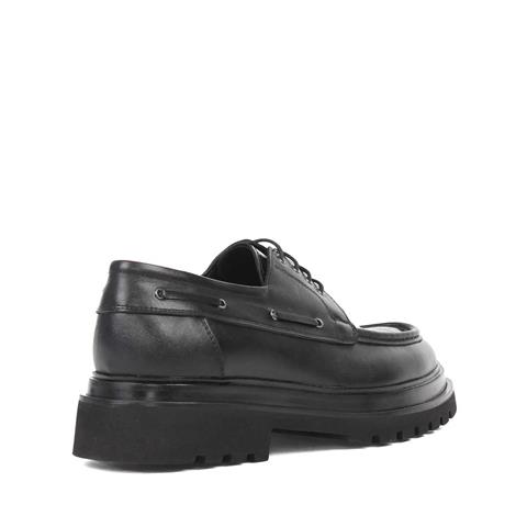 Erkek Siyah Kroko Bağcıklı Kalın Tabanlı Deri Günlük Ayakkabı