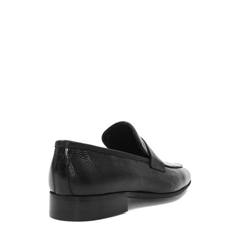 Erkek Siyah Kroko Deri Loafer