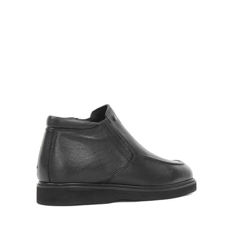 Erkek Siyah Kürklü Fermuarlı Deri Bot