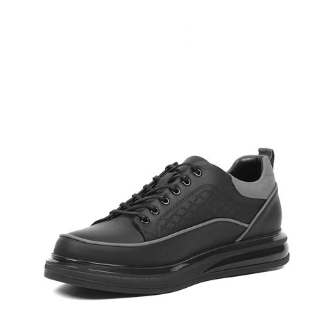 Erkek Siyah Mat Deri Sneaker