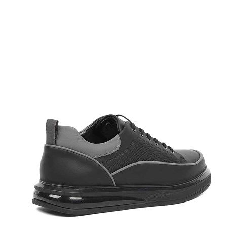 Erkek Siyah Mat Deri Sneaker