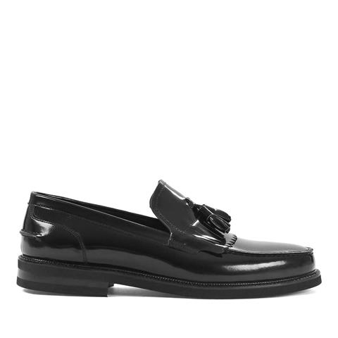 Erkek Siyah Püsküllü Açma Deri Loafer