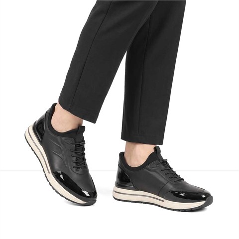 Erkek Siyah Rugan Deri Sneaker