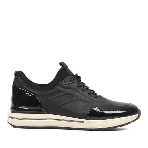 Celal Gültekin Erkek Siyah Rugan Deri Sneaker