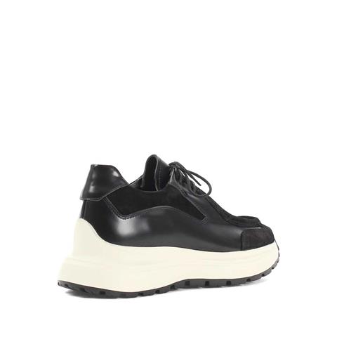Erkek Siyah Süet Bağcıklı Kalın Tabanlı Açma Deri Sneaker