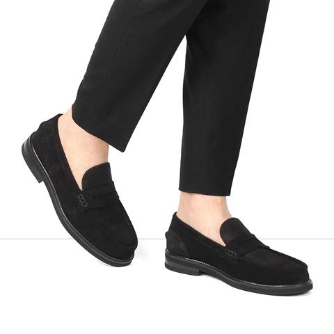 Erkek Siyah Süet Deri Loafer