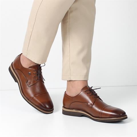Erkek Taba Bağcıklı Deri Klasik Ayakkabı