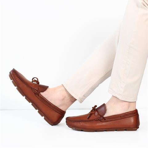 Erkek Taba Bağcıklı Deri Günlük Ayakkabı