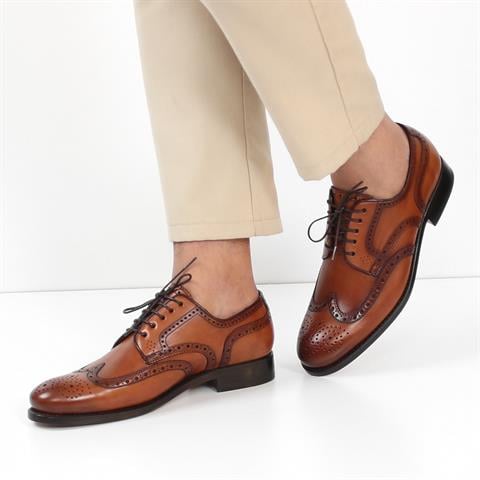 Erkek Taba Bağcıklı Deri Klasik Ayakkabı