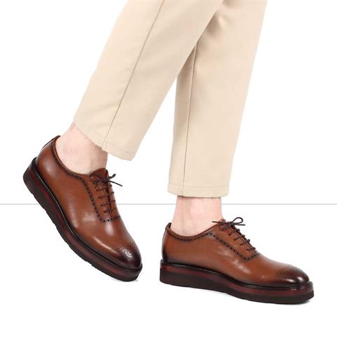 Erkek Taba Bağcıklı Deri Klasik Ayakkabı