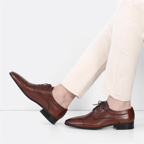 Erkek Taba Bağcıklı Deri Klasik Ayakkabı