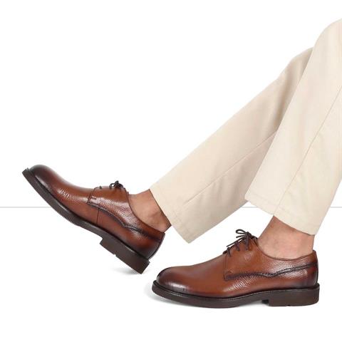 Erkek Taba Bağcıklı Deri Klasik Ayakkabı