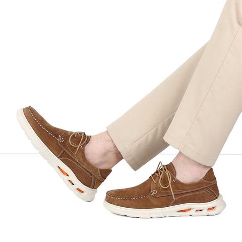 Erkek Taba Bağcıklı Kalın Tabanlı Nubuk Deri Sneaker
