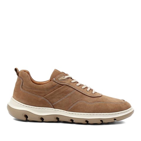 Erkek Taba Kalın Tabanlı Nubuk Deri Sneaker
