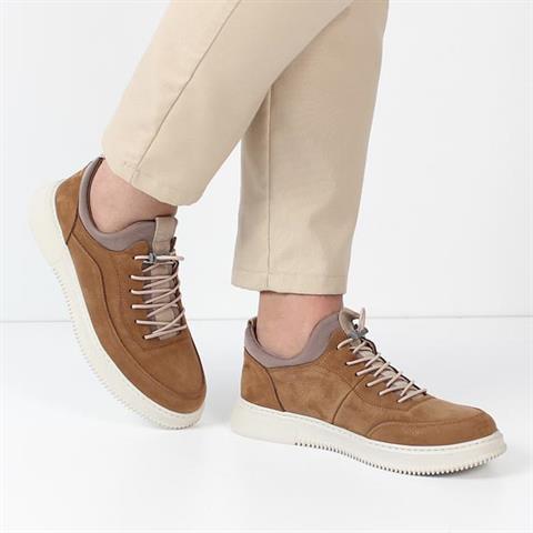 Erkek Taba Kalın Tabanlı Nubuk Deri Sneaker