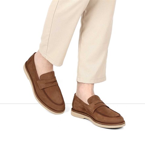 Erkek Taba Nubuk Deri Loafer