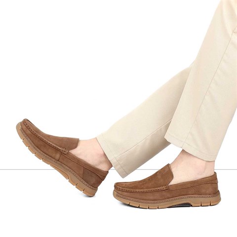 Erkek Taba Nubuk Deri Loafer