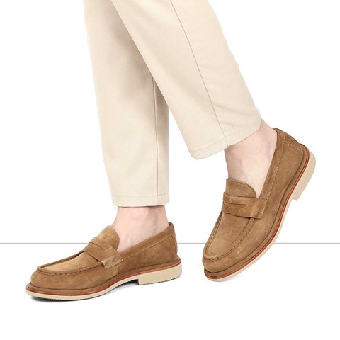 Erkek Taba Süet Deri Loafer
