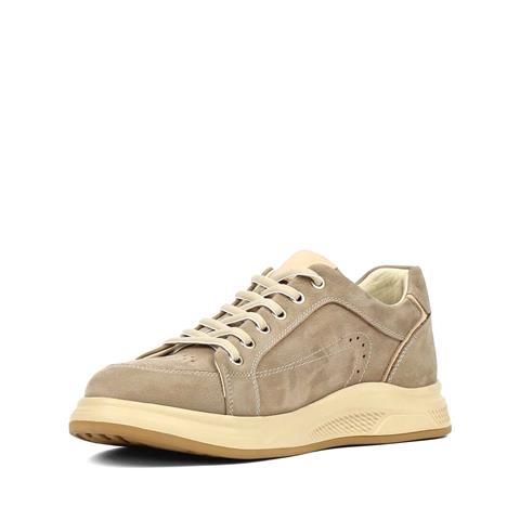 Erkek Vizon Bağcıklı Kalın Tabanlı Nubuk Deri Sneaker