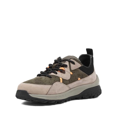 Erkek Vizon Bağcıklı Kalın Tabanlı Nubuk Deri Sneaker