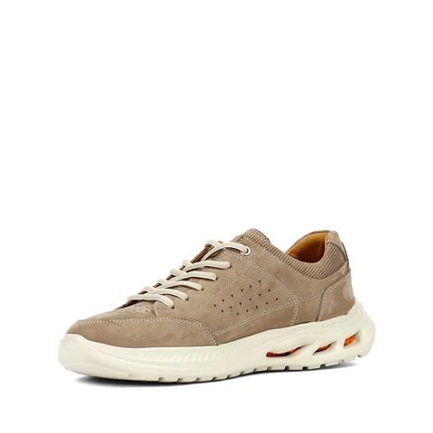 Erkek Vizon Bağcıklı Kalın Tabanlı Nubuk Deri Sneaker