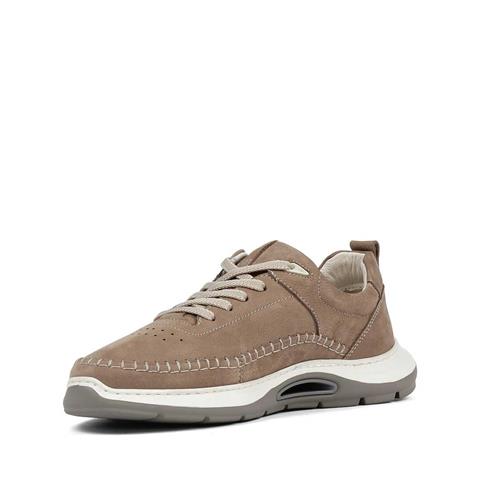 Erkek Vizon Bağcıklı Kalın Tabanlı Nubuk Deri Sneaker