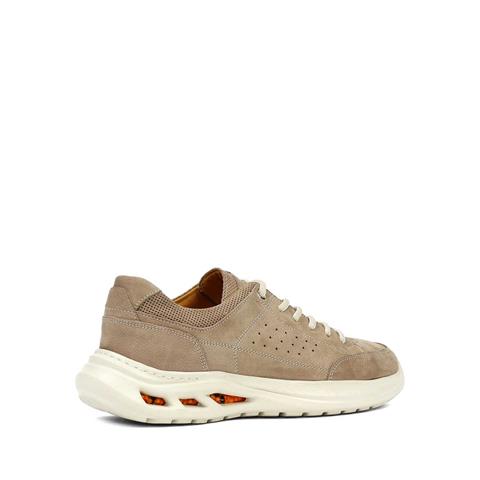 Erkek Vizon Bağcıklı Kalın Tabanlı Nubuk Deri Sneaker