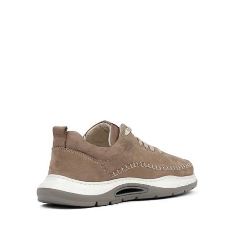 Erkek Vizon Bağcıklı Kalın Tabanlı Nubuk Deri Sneaker