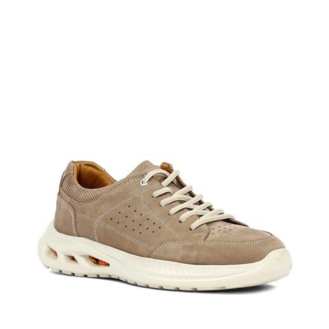 Erkek Vizon Bağcıklı Kalın Tabanlı Nubuk Deri Sneaker