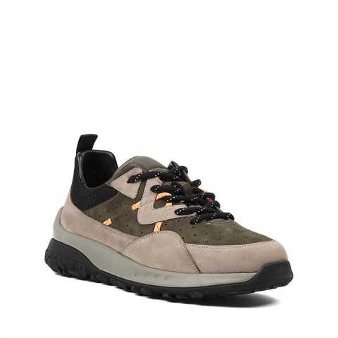 Erkek Vizon Bağcıklı Kalın Tabanlı Nubuk Deri Sneaker