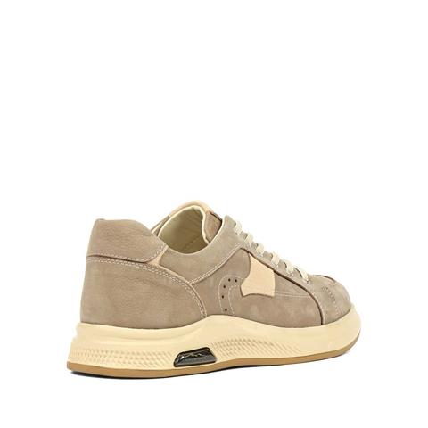 Erkek Vizon Bağcıklı Kalın Tabanlı Nubuk Deri Sneaker