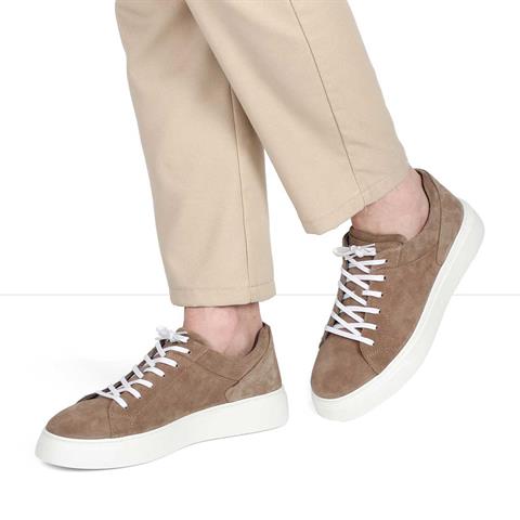 Erkek Vizon Bağcıklı Kalın Tabanlı Süet Deri Sneaker