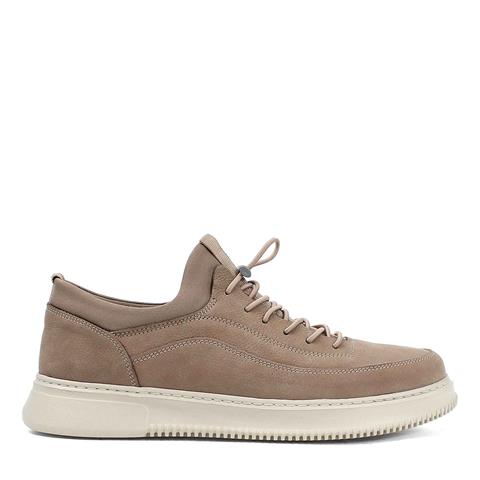 Erkek Vizon Kalın Tabanlı Nubuk Deri Sneaker