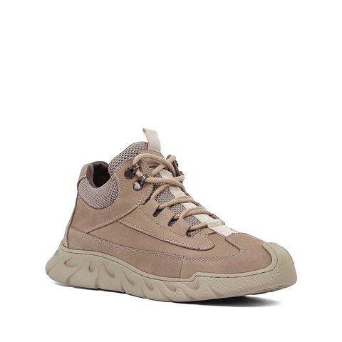 Erkek Vizon Kalın Tabanlı Nubuk Deri Sneaker