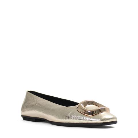 Kadın Gold Tokalı Deri Babet