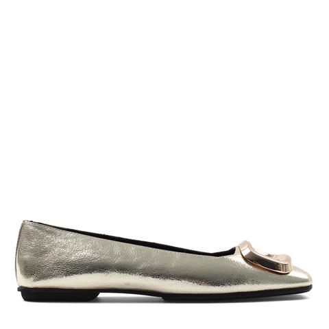 Kadın Gold Tokalı Deri Babet