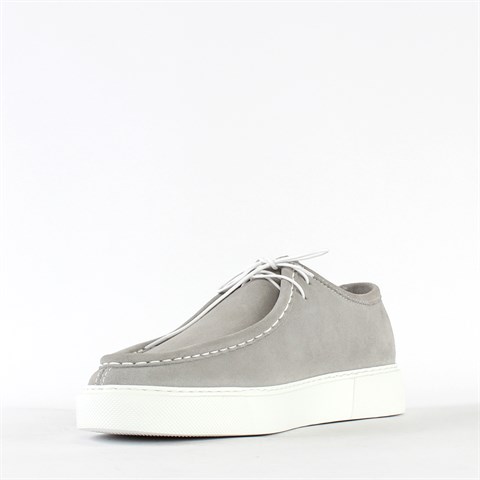 Erkek Gri Bağcıklı Nubuk Deri Günlük Ayakkabı