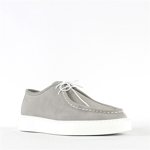 Erkek Gri Bağcıklı Nubuk Deri Günlük Ayakkabı