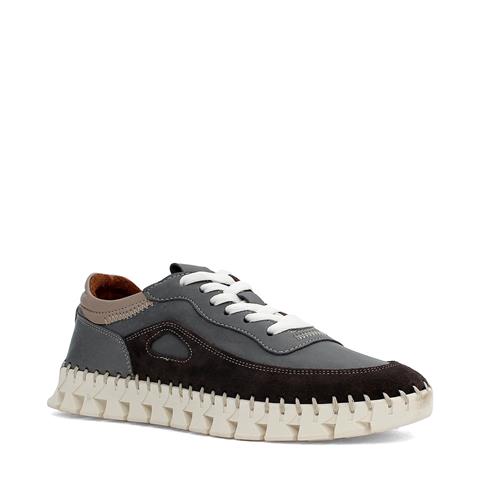 Kadın Gri Bağcıklı Dikiş Detaylı Süet Deri Sneaker