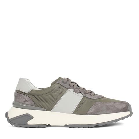 Erkek Gri Bağcıklı Kalın Tabanlı Süet Deri Sneaker