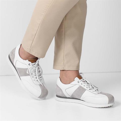 Erkek Gri Bağcıklı Süet Deri Sneaker