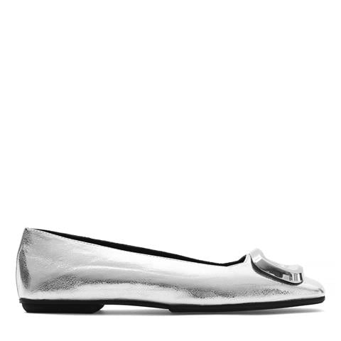 Kadın Gümüş Tokalı Deri Babet