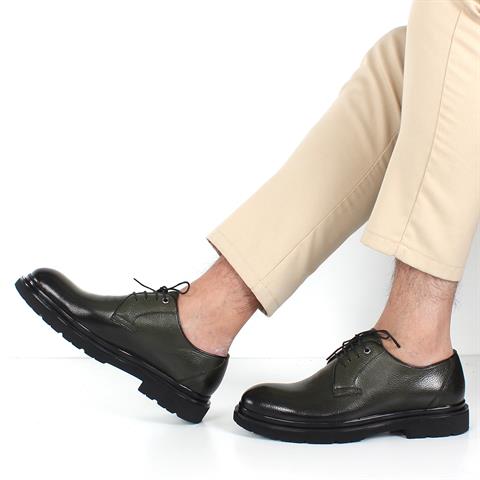 Erkek Haki Bağcıklı Deri Günlük Ayakkabı