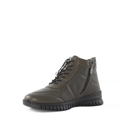 Kadın Haki Fermuarlı Kısa Deri Bot