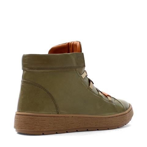 Kadın Haki Kalın Tabanlı Rahat Deri Bot