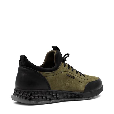 Erkek Haki Bağcıklı Nubuk Deri Sneaker