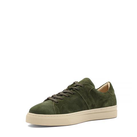 Erkek Haki Bağcıklı Kalın Tabanlı Süet Deri Sneaker