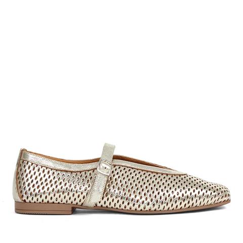 Kadın Altın Bantlı Deri Babet